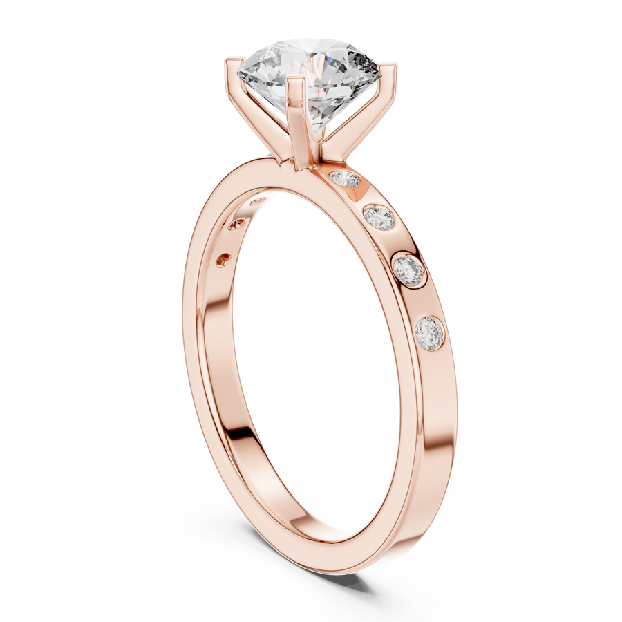 Modern Round Lab Grown Diamond Engagement Ring with Bezel-Set Side Diamonds | 1.11 CT | 14K/18K Gold Liana Jewels