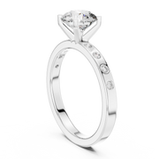 Modern Round Lab Grown Diamond Engagement Ring with Bezel-Set Side Diamonds | 1.11 CT | 14K/18K Gold Liana Jewels