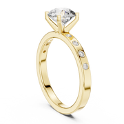 Modern Round Lab Grown Diamond Engagement Ring with Bezel-Set Side Diamonds | 1.11 CT | 14K/18K Gold Liana Jewels