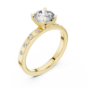 Modern Round Lab Grown Diamond Engagement Ring with Bezel-Set Side Diamonds | 1.11 CT | 14K/18K Gold Liana Jewels