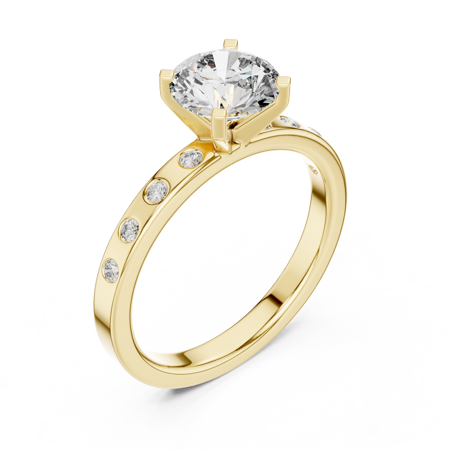 Modern Round Lab Grown Diamond Engagement Ring with Bezel-Set Side Diamonds | 1.11 CT | 14K/18K Gold Liana Jewels