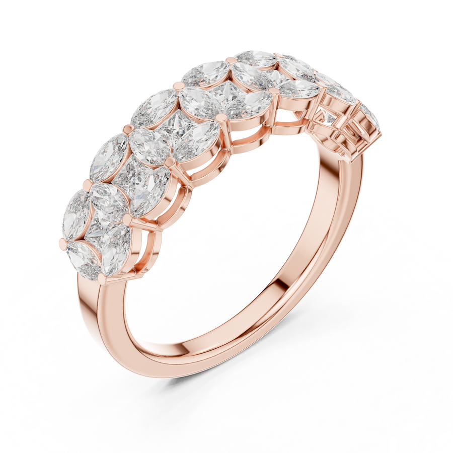 IGI Certified Lab Grown Diamond Engagement Ring with Princess & Marquise Diamonds | 1.40 CT| Solid 14K/18K Gold Liana Jewels