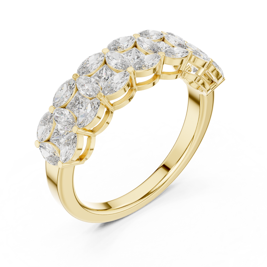 IGI Certified Lab Grown Diamond Engagement Ring with Princess & Marquise Diamonds | 1.40 CT| Solid 14K/18K Gold Liana Jewels