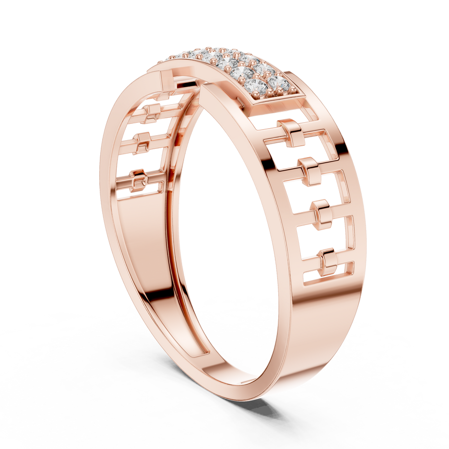 Geometric Pavé Lab Grown Diamond Band Ring | IGI Certified | 14K / 18K Gold Liana Jewels