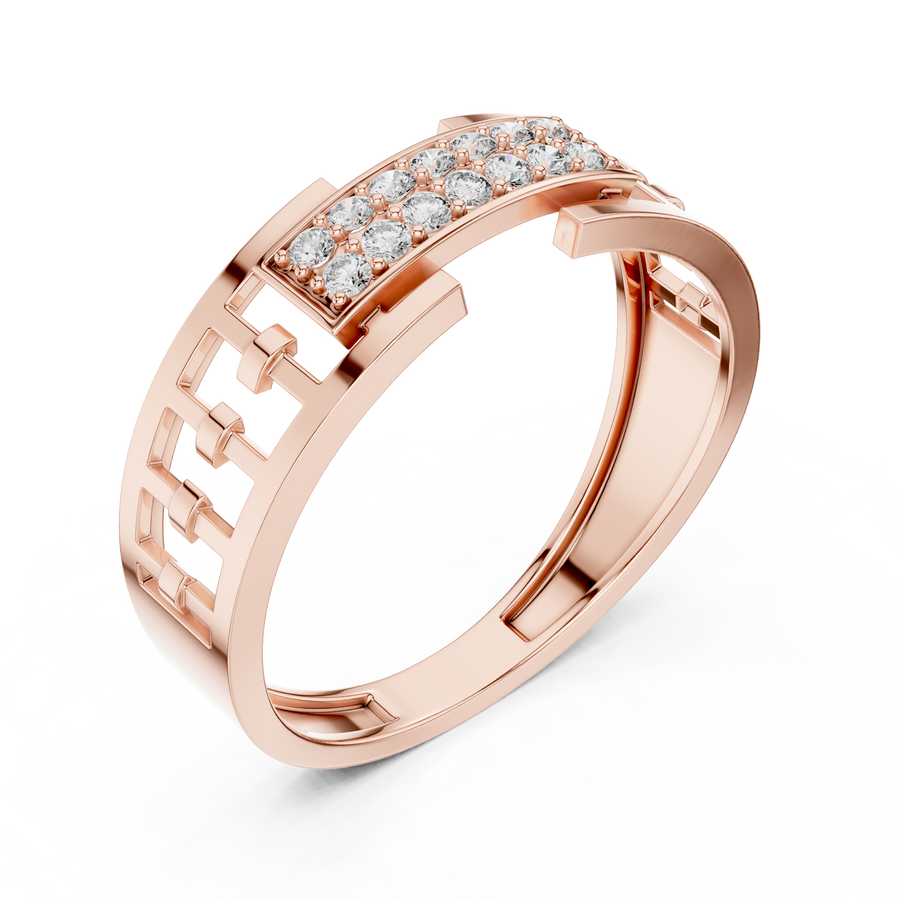 Geometric Pavé Lab Grown Diamond Band Ring | IGI Certified | 14K / 18K Gold Liana Jewels