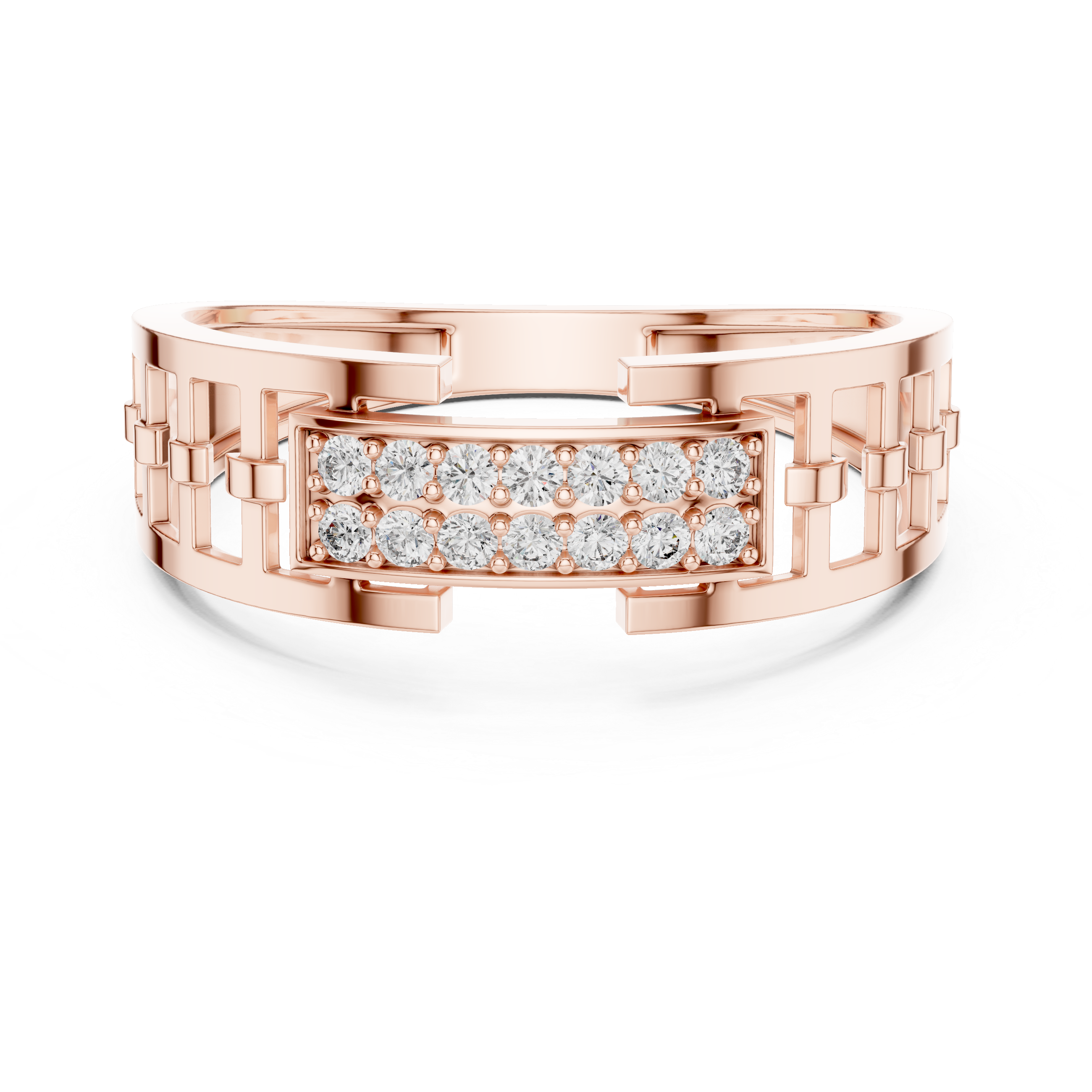 Geometric Pavé Lab Grown Diamond Band Ring | IGI Certified | 14K / 18K Gold Liana Jewels