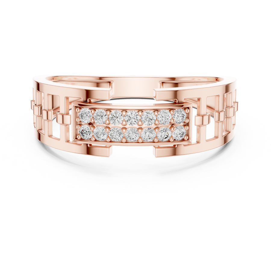 Geometric Pavé Lab Grown Diamond Band Ring | IGI Certified | 14K / 18K Gold Liana Jewels