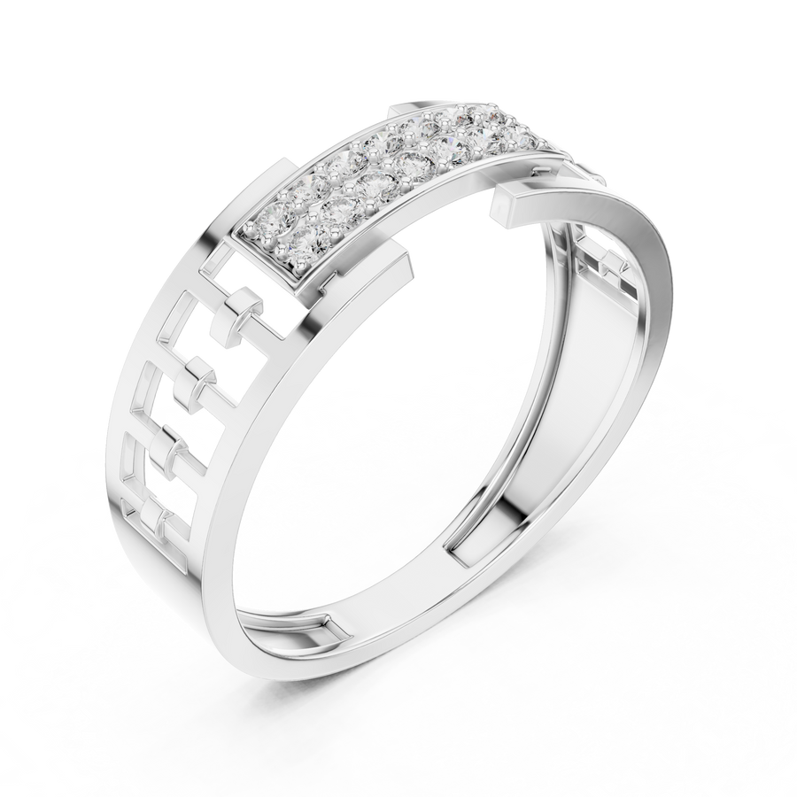Geometric Pavé Lab Grown Diamond Band Ring | IGI Certified | 14K / 18K Gold Liana Jewels