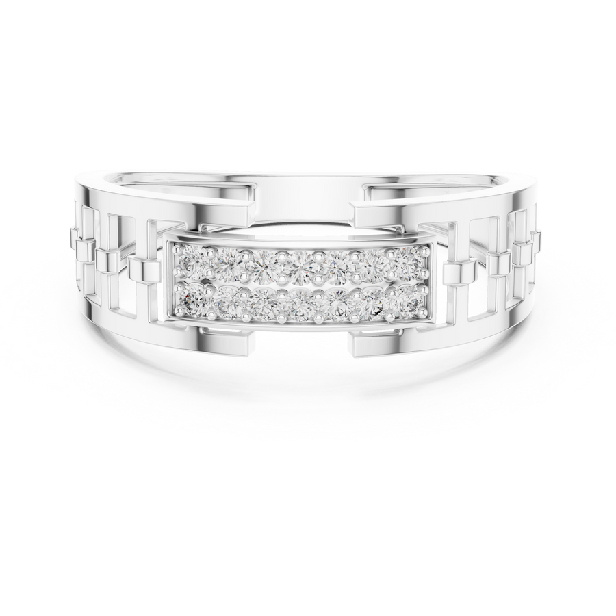 Geometric Pavé Lab Grown Diamond Band Ring | IGI Certified | 14K / 18K Gold Liana Jewels