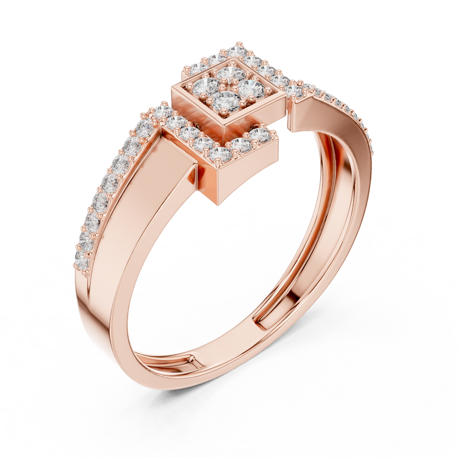 Geometric Pavé Lab Grown Diamond Ring | 0.34 CT | Solid Gold Liana Jewels