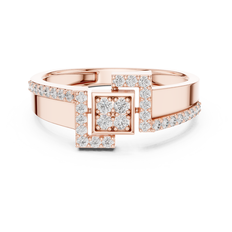 Geometric Pavé Lab Grown Diamond Ring | 0.34 CT | Solid Gold Liana Jewels