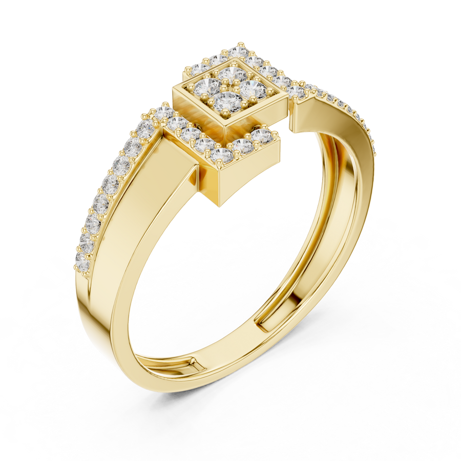 Geometric Pavé Lab Grown Diamond Ring | 0.34 CT | Solid Gold Liana Jewels