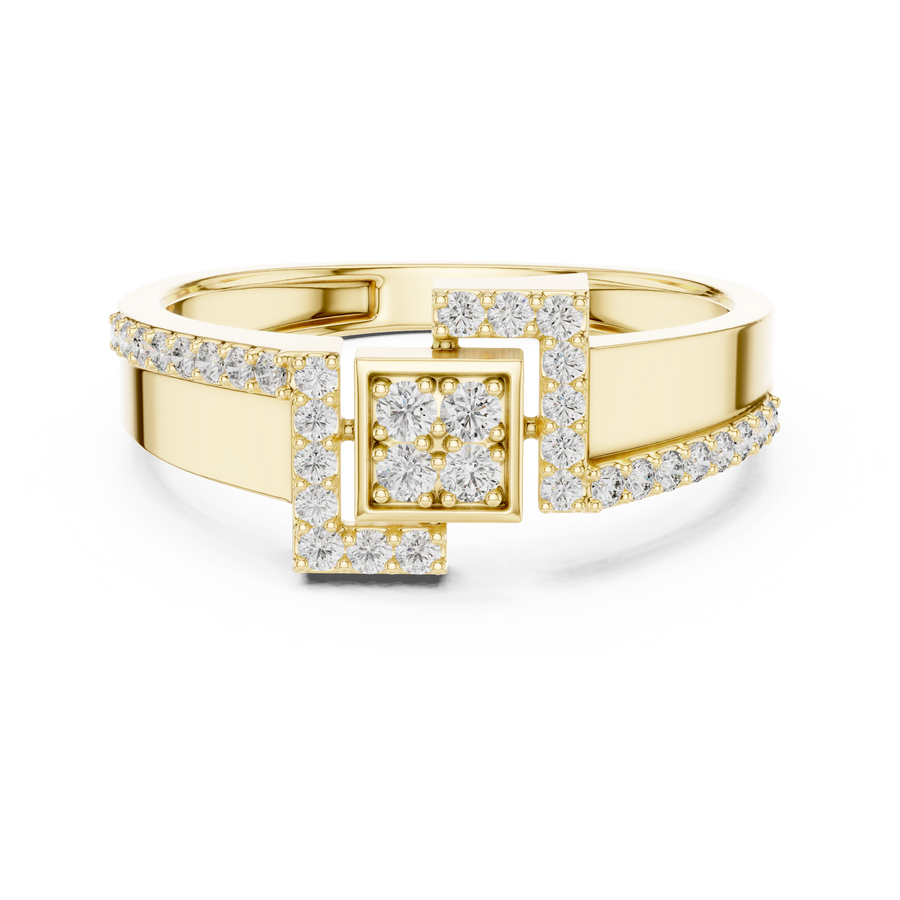 Geometric Pavé Lab Grown Diamond Ring | 0.34 CT | Solid Gold Liana Jewels