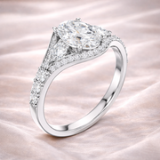 1.99 CT Oval Lab Grown Diamond Ring with Pear & Round Side Stones | Engagement Ring Liana Jewels
