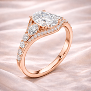 1.99 CT Oval Lab Grown Diamond Ring with Pear & Round Side Stones | Engagement Ring Liana Jewels