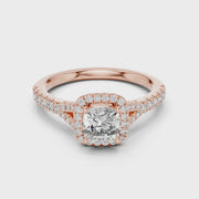 Cushion Cut Lab Grown Diamond Halo Engagement Ring 1.38 CT IGI Certified | 14K / 18K Solid Gold