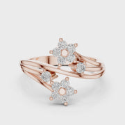 0.38 CT IGI Certified Round Lab Grown Diamond Floral Bypass Ring | Elegant Open Design