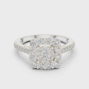 0.89 CT Round Lab Grown Diamond Halo Engagement Ring | IGI Certified | Multi-Stone Design