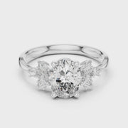 Oval Cut Lab Grown Diamond Ring 1.30 CT with Marquise Accents | Solid Gold Engagement Ring