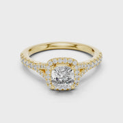 Cushion Cut Lab Grown Diamond Halo Engagement Ring 1.38 CT IGI Certified | 14K / 18K Solid Gold