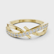 0.23 CT Round Lab Grown Diamond Crossover Ring | Minimalist Open Design