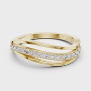 Round Lab Grown Diamond Crossover Ring in 14K/18K Rose Gold – 0.21 CT IGI Certified