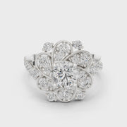 1.51 CT Round Lab Grown Diamond Floral Halo Engagement Ring | Multi-Size Diamond Cluster Design