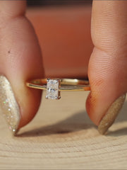 Radiant Cut Lab Grown Diamond Solitaire Ring Ethical Gold Engagement Ring for Women Modern Minimalist Wedding Anniversary Jewelry