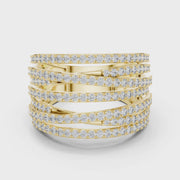 Women's Wedding Gift  1.15 CT Round Lab Grown Diamond Multi-Row Crossover Ring | Modern Statement