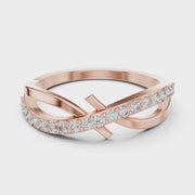 0.23 CT Round Lab Grown Diamond Crossover Ring | Minimalist Open Design