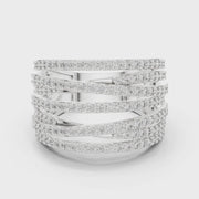 Women's Wedding Gift  1.15 CT Round Lab Grown Diamond Multi-Row Crossover Ring | Modern Statement