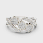 0.63 CT | IGI Certified Round Lab Grown Diamond Engagement Crossover Ring with Triple Clusters