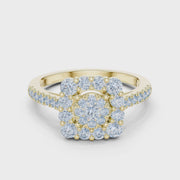 0.89 CT Round Lab Grown Diamond Halo Engagement Ring | IGI Certified | Multi-Stone Design