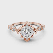 Round Lab Grown Diamond Floral Engagement Ring – 1.04 CT | IGI Certified