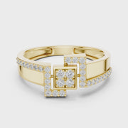 Geometric Pavé Lab Grown Diamond Ring | 0.34 CT | Solid Gold