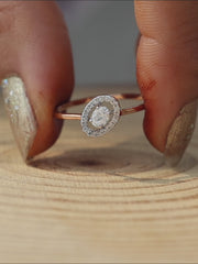 Oval Lab Grown Diamond Halo Ring – 14K Rose Gold Minimalist Daily Wear Fine Jewelry Anniversary Gifts Proposal Ring