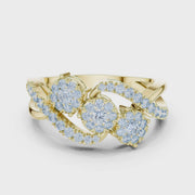 0.63 CT | IGI Certified Round Lab Grown Diamond Engagement Crossover Ring with Triple Clusters