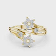 0.38 CT IGI Certified Round Lab Grown Diamond Floral Bypass Ring | Elegant Open Design